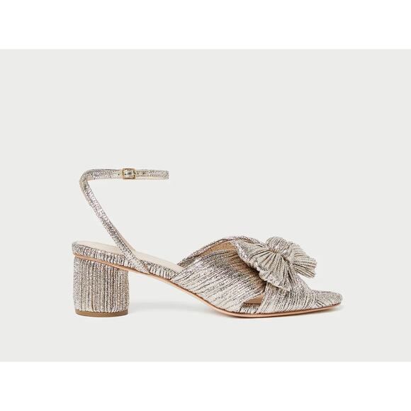 Loeffler Randall Dahlia Pleated Bow Heel Sandal in Champagne 6 - Picture 3 of 4